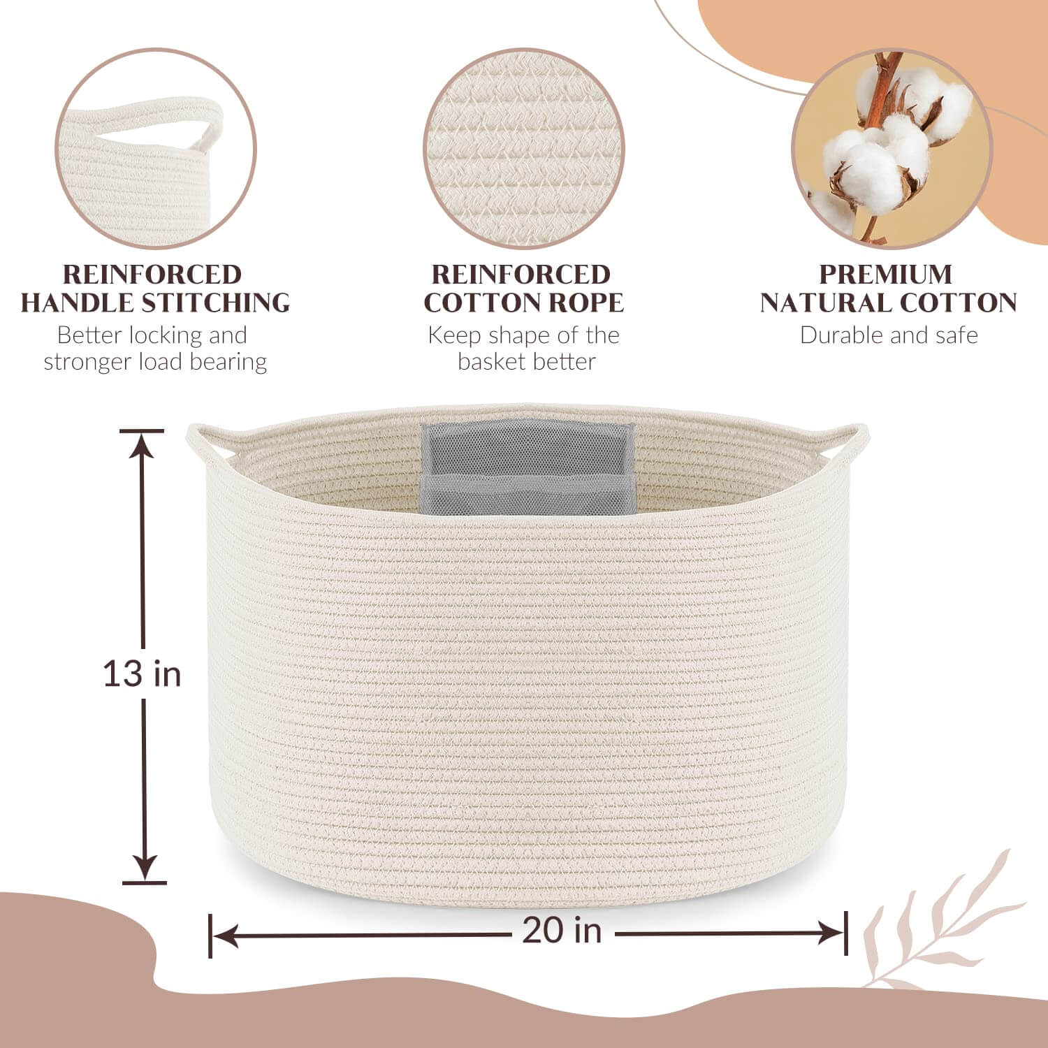 Cotton Rope Basket - Premium Blanket Basket Living Room